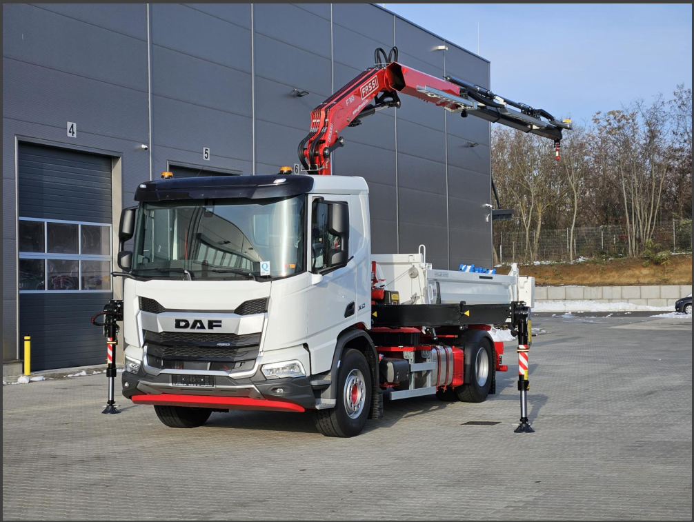 Fassi F165A.2.23 e-dynamic önrakodó darus autó + DAF XD 450 FA 4x2 + Meiller billencs